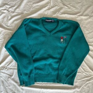 Scottish Isle Teal V-Neck Golf Sweater